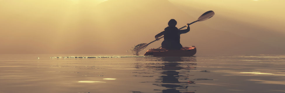 kayaker on a lake, CA